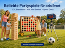 Partyspiele mieten – XXL Stapelturm, XXL Vier Gewinnt & Speed Check für Events