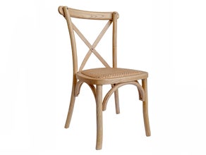 Crossback Holzstuhl PROVENCE mit Rattan Sitzfläche mieten | weds4rent