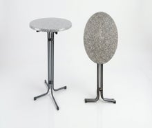 Stehtisch mieten (∅ 80 cm) – Klappbar, grau & wetterfest – Optional mit Husse