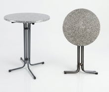Stehtisch mieten (∅ 80 cm) – Klappbar, grau & wetterfest – Optional mit Husse