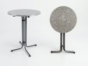Stehtisch mieten (∅ 80 cm) – Klappbar, grau & wetterfest – Optional mit Husse