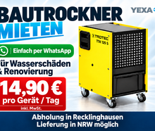 Profi Bautrockner / Luftentfeuchter 35–60 L mieten | Ruhrgebiet