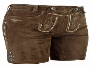Sofort Versand möglich | Trendige kurze Damen Lederhose Braun | Gr.32 bis 44 | zünftig & modern von Spieth & Wensky | Online Verleih Miete ausleihen