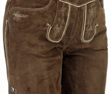 Sofort Versand möglich | Trendige kurze Damen Lederhose Braun | Gr.32 bis 44 | zünftig & modern von Spieth & Wensky | Online Verleih Miete ausleihen