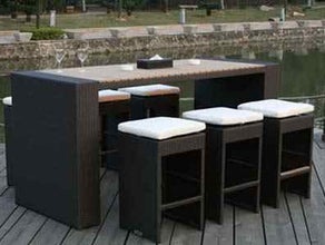 Rattanmöbel, Rattanhochtisch, Rattanbarhocker