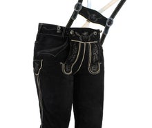 Sofort Versand möglich | Trendige Männer Kniebund Lederhose Schwarz | Gr. 42 bis 66 | zünftig & modern von Spieth & Wensky | Online Verleih Miete ausleihen
