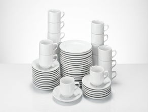 Geschirr mieten – Menüteller, Kuchenteller, Kaffee-Gedeck inkl. Reinigung