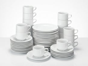 Geschirr mieten – Menüteller, Kuchenteller, Kaffee-Gedeck inkl. Reinigung
