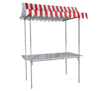 Stahl Marktstand rot-weiß mieten – Bartheke, Mobile Bar, Ausschanktheke, Eventtheke