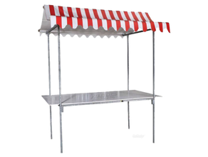 Stahl Marktstand rot-weiß mieten – Bartheke, Mobile Bar, Ausschanktheke, Eventtheke