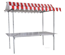Stahl Marktstand rot-weiß mieten – Bartheke, Mobile Bar, Ausschanktheke, Eventtheke