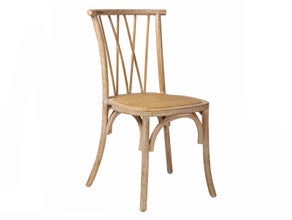 Holzstuhl ARTOIS naturbraun mit Rattan Sitzfläche | weds4rent