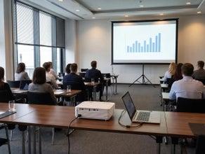 Präsentationstechnik mieten ab 89 €: Beamer, Leinwand, Mikrofon und Rednerpult für Seminar und Tagung ✓ kautionsfrei