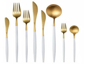 Goldenes Besteck mieten matt 1Teil 0,80 Verleih in 33647 Bielefeld mattes Besteck in Gold  weiß