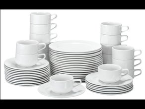 Kaffeegeschirr, Tassen, Untertassen, Kuchenteller, Kaffeelöffel, Kuchengabel