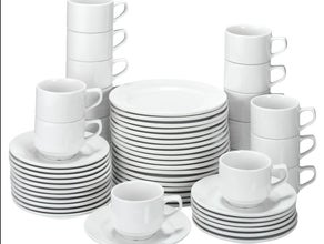 Kaffeegeschirr, Tassen, Untertassen, Kuchenteller, Kaffeelöffel, Kuchengabel