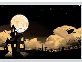 Halloween Kulissen, Bühnenbild, Kürbis, Schloss, Gruselschloss