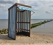 Strandkorb historisch Stoffbespannt