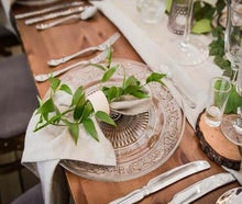 Glasplatzteller mieten "VINTAGE" Unterteller mit Ornament für BOHO Dekoration, Verleih in 33647 Bielefeld