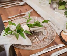 Glasplatzteller mieten "VINTAGE" Unterteller mit Ornament für BOHO Dekoration, Verleih in 33647 Bielefeld
