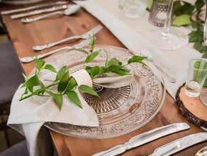 Glasplatzteller mieten "VINTAGE" Unterteller mit Ornament für BOHO Dekoration, Verleih in 33647 Bielefeld