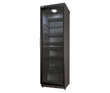 Kühlschrank mit Glastüre 360 l schwarz mit fahrbaren Gestell