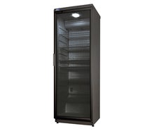 Kühlschrank mit Glastüre 360 l schwarz mit fahrbaren Gestell
