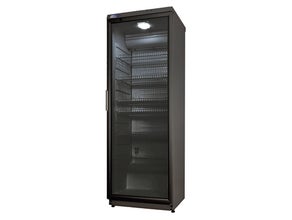 Kühlschrank mit Glastüre 360 l schwarz mit fahrbaren Gestell