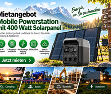 Mobile Powerstation (Akku) mit 400 Watt Solarpanel