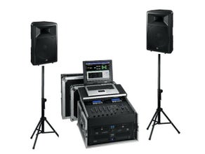 Musikanlage inkl. 2 Lautsprecher und DJ-Rack mit CD-Player, Mischpult, Funkmikrofon
