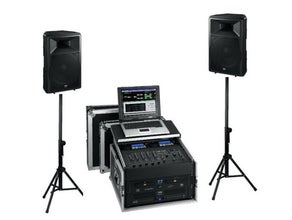 Musikanlage inkl. 2 Lautsprecher und DJ-Rack mit CD-Player, Mischpult, Funkmikrofon