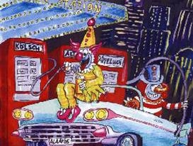 Gasoline - Kulisse, Karneval, Clown, Tankstelle