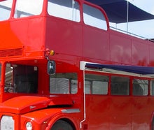 Londonbus, englischer Doppeldeckerbus, Messestand, Event, Roadshowfahrzeug