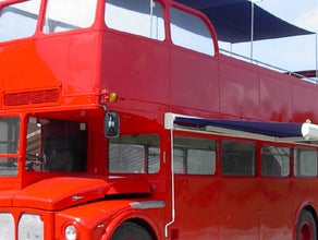 Londonbus, englischer Doppeldeckerbus, Messestand, Event, Roadshowfahrzeug