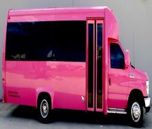 Partybus pink, Schulbus, roter Teppich und Getränke kostenlos incl., Tanzstange! Zudem dürfen Sie kostenlos eigene Getränke mitbringen!