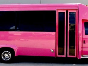 Partybus pink, Schulbus, roter Teppich und Getränke kostenlos incl., Tanzstange! Zudem dürfen Sie kostenlos eigene Getränke mitbringen!
