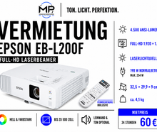 Epson Full-HD Laser-Beamer mieten – 4.500 ANSI-Lumen | Leinwand & Lautsprecher optional