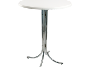 Stehtisch Chrom, Platte weiß Ø 85 cm, H 110 cm