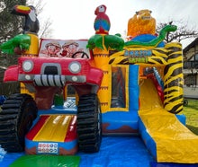 Hüpfburg Safari Multiplay mit Rutsche mieten
