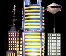 Weltraum Stadt - Weltall - All - Galaxie - Wolkenkratzer - Dekoration - Event