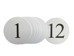 Tischnummern Set 1-12 mieten – Miettisch, Eventtisch, Veranstaltungstisch, Partytisch, Tischzubehör
