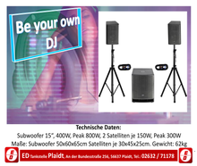 Beschallungsanlage, PA Anlage, DJ-Anlage LD Systems Dave 15 1400W Peak