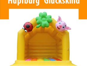 Hüpfburg "Glückskind" mit Sicherheitsnetz und Dach für bis zu 10 Kinder