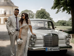 Weiße Mercedes Heckflosse Oldtimer aus den 60ern als Hochzeitsauto mieten. Selbstfahrer oder mit Chauffeur!
