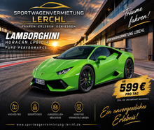 Lamborghini Huracan Sportwagen - Hochzeitauto - Mietwagen ab 24 Jahre