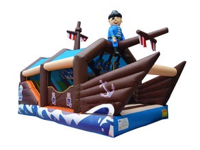 Profi Hüpfburg Luftburg Springburg Piratenschiff mit Rutsche und Dach günstig leihen mieten in Mittelfranken Nürnberg Fürth Erlangen Ansbach Schwabach Lauf Zirndorf Roth
