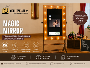 Magic Mirror mieten (ab € 389) inkl. Foto-Design I Requisiten I Lieferung & Aufbau