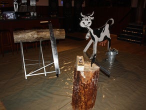 Wettmelken mit Kuh Elsa, Baumstamm - Sägen (Drumsäge), Wettnageln