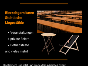 Bierzeltgarnitur mieten | Tisch + 2 Bänke | Abholung & Lieferung