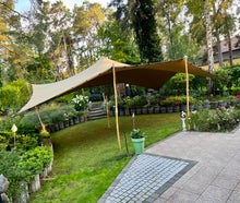 Stretch- / Membranzelt mieten – 75 m² elegantes Eventzelt für Hochzeit, Firmenfeier & Festival